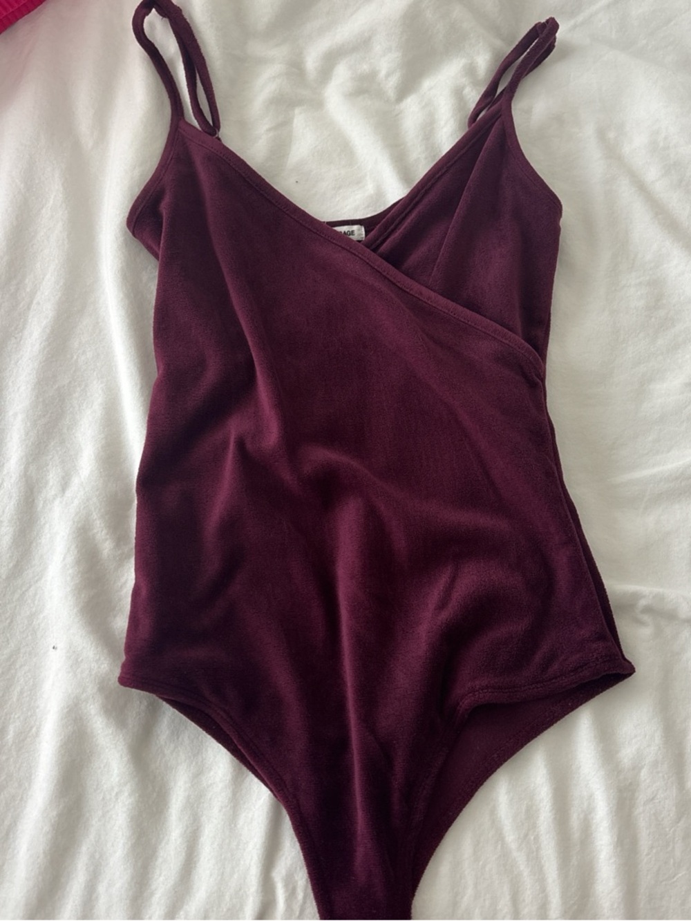 Garage Burgundy Wrap-Style Bodysuit